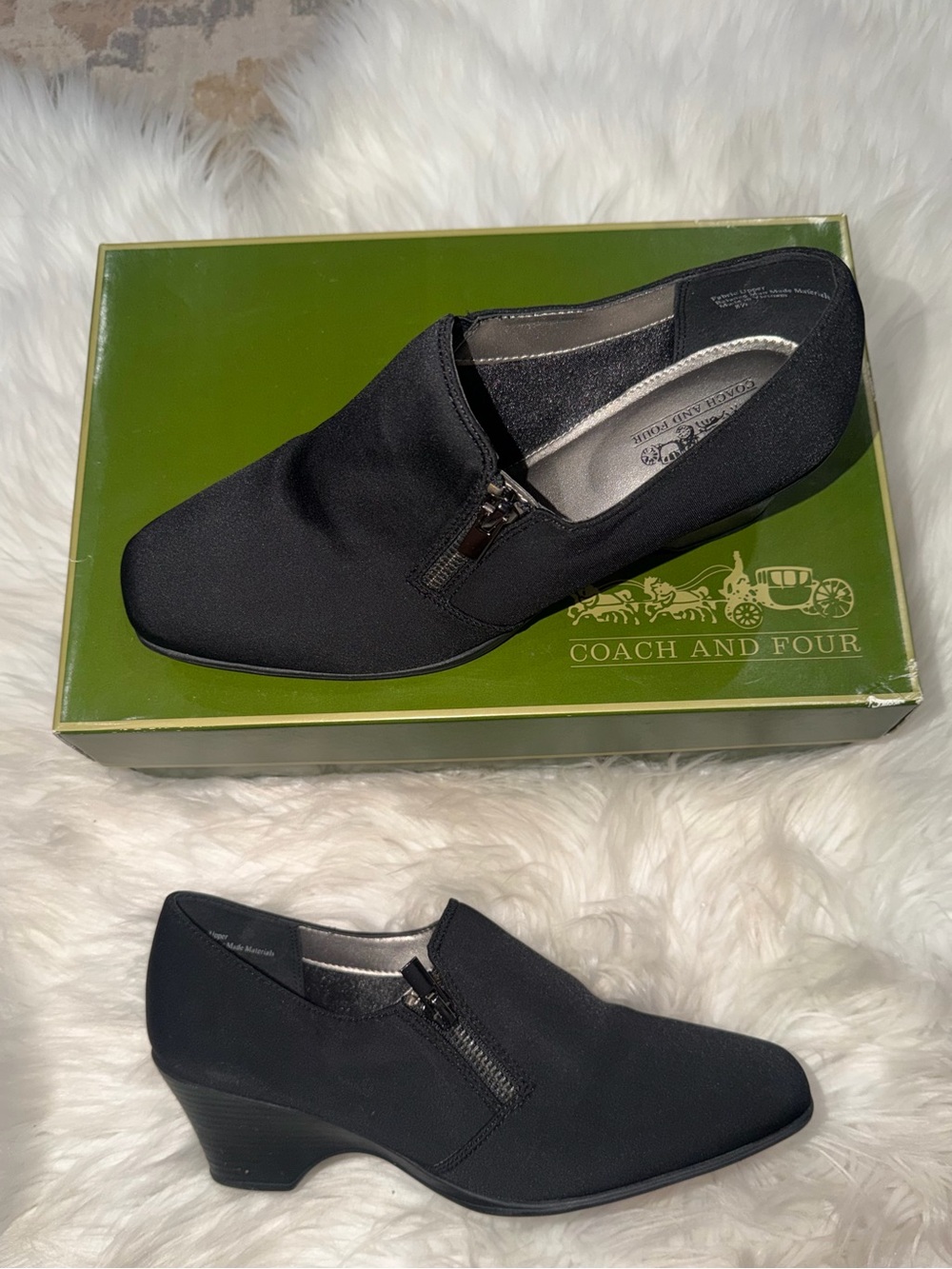 Coach and Four Black Women's Low Heel Slip-On Boots